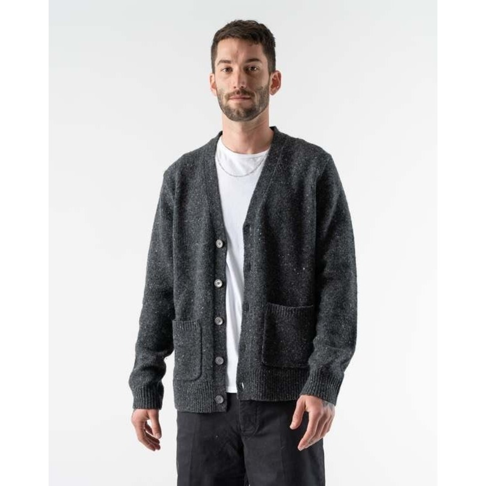 Alex Mill Donegal Mens Charcoal Merino Wool Alpaca Blend Cardigan Sweater Large